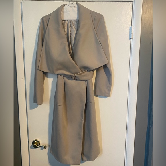 LIONESS GREY BELTED WRAP COAT - Picture 1 of 5